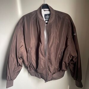 Alo Yoga Sherpa Lined Bomber Jacket Brown Size XS